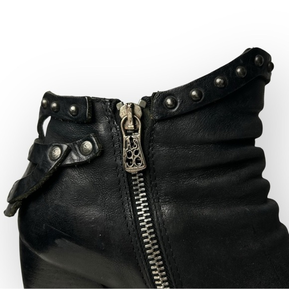 A.S. 98 Black Studded Side Zip Ankle Booties 39 - Picture 8 of 12